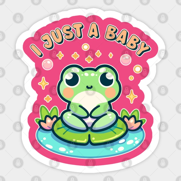 I Just A Baby Cute Kawaii Frog Toddler New Baby Sticker by Cuteness Klub